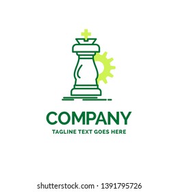 strategy, chess, horse, knight, success Flat Business Logo template. Creative Green Brand Name Design.