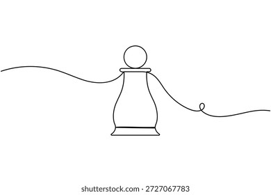 Ícone de xadrez estratégia desenho contínuo de uma linha em fundo branco progressão de peão minimalista crescimento de negócios e dimensionamento símbolo esboço vetor ilustração