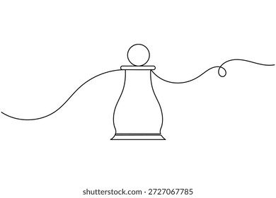 Ícone de xadrez estratégia desenho contínuo de uma linha em fundo branco progressão de peão minimalista crescimento de negócios e dimensionamento símbolo esboço vetor ilustração