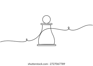 Strategy chess icon continuous one line drawing  on white background minimalist pawn progression business growth and scaling symbol outline vector illustration
