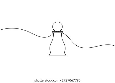 Ícone de xadrez estratégia desenho contínuo de uma linha em fundo branco progressão de peão minimalista crescimento de negócios e dimensionamento símbolo esboço vetor ilustração