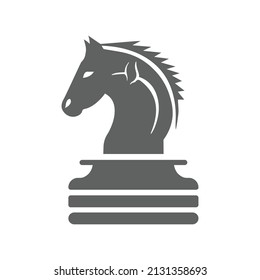 strategy, chess knight icon. Gray vector design.