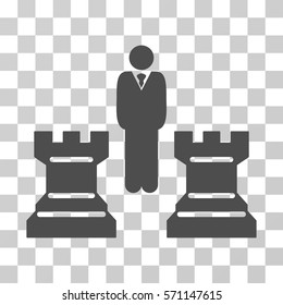 Strategy Chess Towers icon. Vector illustration style is flat iconic symbol, gray color, transparent background. Designed for web and software interfaces.