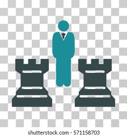 Strategy Chess Towers icon. Vector illustration style is flat iconic bicolor symbol, soft blue colors, transparent background. Designed for web and software interfaces.
