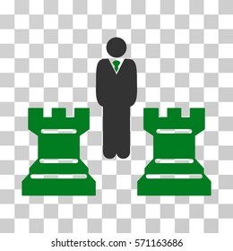Strategy Chess Towers icon. Vector illustration style is flat iconic bicolor symbol, green and gray colors, transparent background. Designed for web and software interfaces.