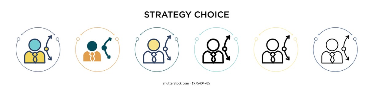 Strategy choice icon in filled, thin line, outline and stroke style. Vector illustration of two colored and black strategy choice vector icons designs can be used for mobile, ui, web