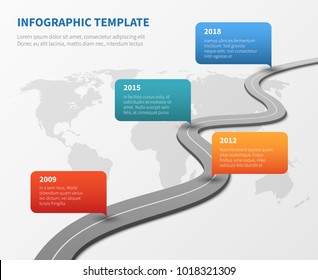 Strategy chronological road map. Business vector timeline roadmap strategy, process and structure organization illustration