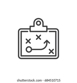 Strategy clipboard line icon, outline vector sign, linear style pictogram isolated on white. Planning symbol, logo illustration. Editable stroke. Pixel perfect vector graphics