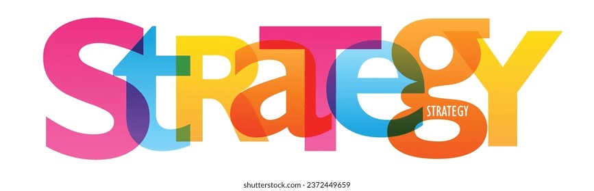 Banner de la tipografía de vector colorido de la ESTRATEGIA