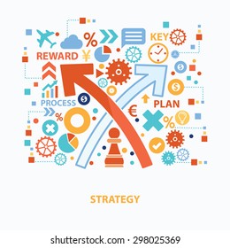 Strategy concept design on white background,clean vector
