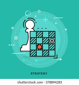 Strategy Concept. Flat Style Thin Line Icon.