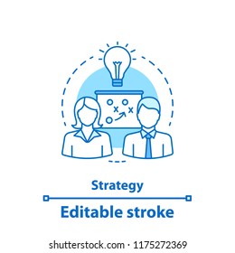 Strategy concept icon. Partnership. Teamwork idea thin line illustration. Business idea. Vector isolated outline drawing. Editable stroke