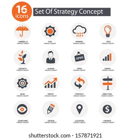 Strategy Concept icons,vector,Orange version