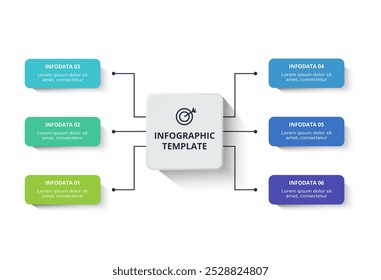 Strategy concept for infographic with 6 steps, options, parts or processes. Business data visualization.