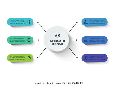 Strategy concept for infographic with 6 steps, options, parts or processes. Business data visualization.