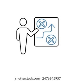 icono de línea de concepto de estrategia. Ilustración de elemento simple. diseño de símbolo de esquema de concepto de estrategia.