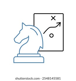 Icono de línea de concepto de estrategia. Ilustración de elemento simple. diseño de símbolo de esquema de concepto de estrategia.