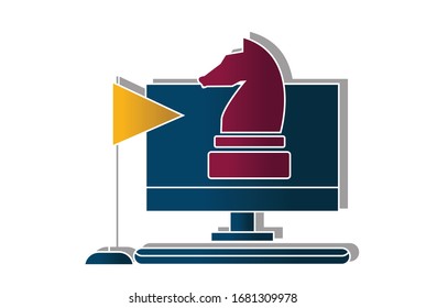 Concepto estratégico sobre fondo blanco.Diseño creativo de ideas. Ilustración vectorial plana para plantilla, folleto o presentación.