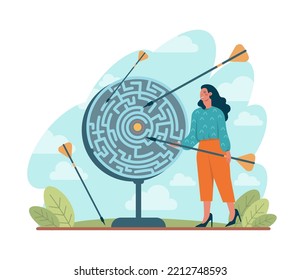Strategy concept. Plan development towards success or victory. Idea of company promotion and profit growing. Management and marketing development. Flat vector illustration