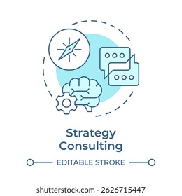 Strategy consulting soft blue concept icon. Corporate transformation. Communication, brainstorm. Round shape line illustration. Abstract idea. Graphic design. Easy to use in infographic - Powered by Shutterstock - Get 15% off with code: PIKWIZARD15