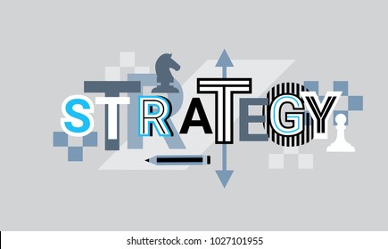 Strategy Creative Word Over Abstract Geometric Shapes Background Web Banner Vector Illustration
