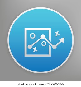 Strategy design icon on blue button,clean vector