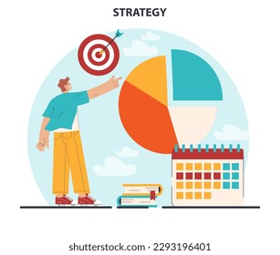 Strategy development. Benchmarking and business planning. Workflow organization for company promotion and profit growth. Flat vector illustration