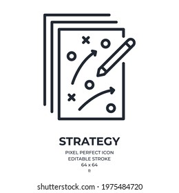 Strategy editable stroke outline icon isolated on white background flat vector illustration. Pixel perfect. 