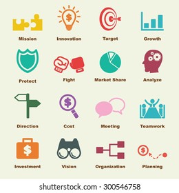 strategy elements, vector infographic icons