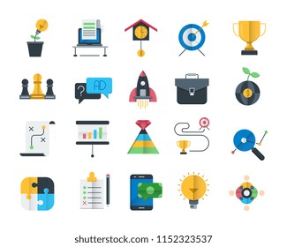 Strategy flat icons set