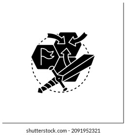 Strategy game glyph icon. Sequential actions to achieve goals. Storylines. Different characters.Online game concept.Filled flat sign. Isolated silhouette vector illustration