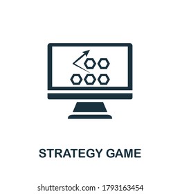 Strategiegymbol. Kreatives Elementzeichen aus der Spielentwicklung-Kollektion. Monochrome Strategy Game Icon für Vorlagen, Infografiken und mehr.