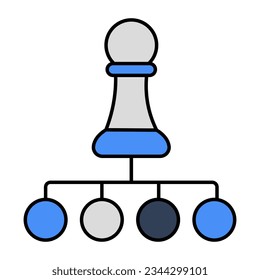 Strategy game icon, flat design of chess rook