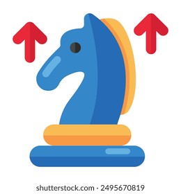 Icono del juego de estrategia, diseño plano del caballero de ajedrez