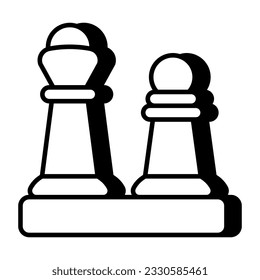Strategy game icon, linear design of checkmate