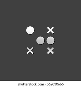 Strategy game icon in metallic grey color style.Playing planning tactic