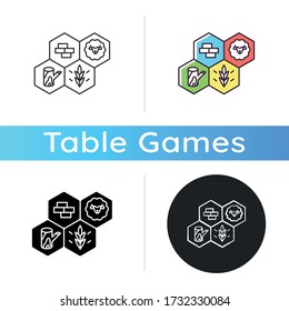 Strategy game icon. Tactical play, traditional game night party activity. Linear black and RGB color styles. Competitive intellectual recreation. Resources isolated vector illustrations