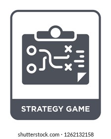 strategy game icon vector on white background, strategy game trendy filled icons from Startup stategy and success collection, strategy game simple element illustration