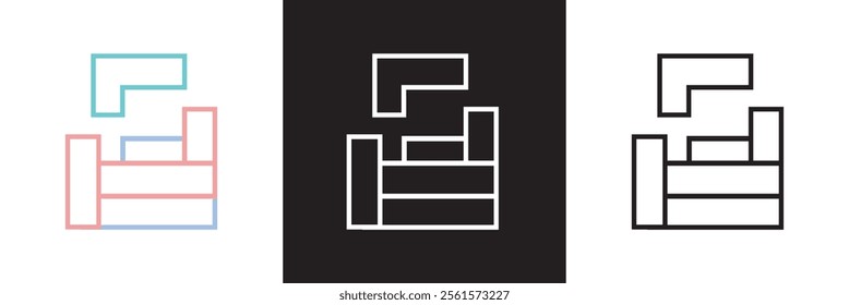 Strategy game Tetris  icon. Vector illustration. isolated on white and black background. EPS 10