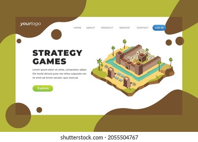 Juegos de estrategia - Página de aterrizaje de vectores