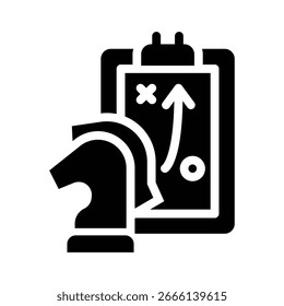 Estrategia Glifo Icono Ilustración Vector Gráfico. Gráfico simple del Vector de la ilustración del elemento, conveniente para el App, los Sitios web, y las presentaciones aisladas en el fondo blanco