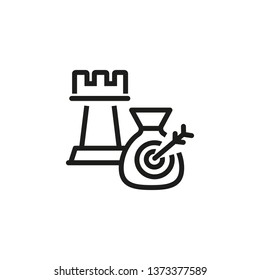 Strategy goals line icon. Game, challenge, chess, money. Success concept. Can be used for topics like marketing, targeting, achievement