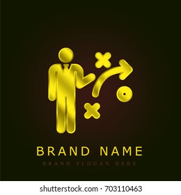 Strategy golden metallic logo