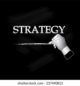 strategy, hand writing strategy on chalkboard vector