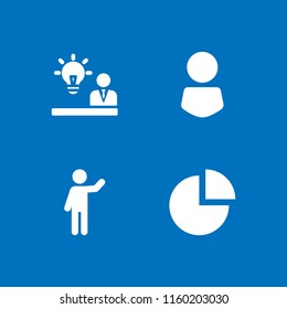strategy icon. 4 strategy set with idea, human and graph vector icons for web and mobile app