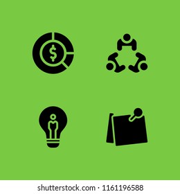 strategy icon. 4 strategy set with post it, business and finance, idea and meeting vector icons for web and mobile app