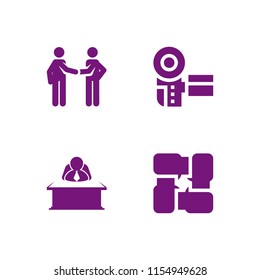 strategy icon. 4 strategy set with seo and web, chief and meeting vector icons for web and mobile app