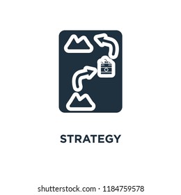 Strategy icon. Black filled vector illustration. Strategy symbol on white background. Can be used in web and mobile.