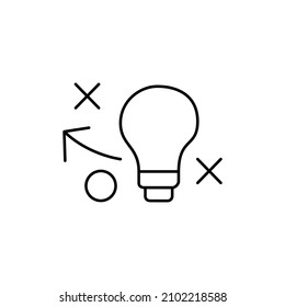 Icono de estrategia en icono de estilo de línea negra, estilo aislado en fondo blanco