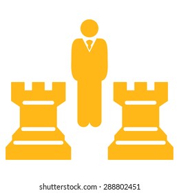 Strategy icon from Business Bicolor Set. This flat vector symbol uses yellow color, rounded angles, and isolated on a white background.
